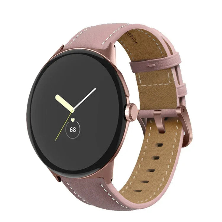 尖った尾のステッチ 本革ウォッチバンド, Google Pixel Watch 4 / 3 / 2 / 1 41mm 用