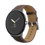 尖った尾のステッチ 本革ウォッチバンド, Google Pixel Watch 4 / 3 / 2 / 1 41mm 用