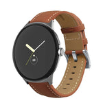尖った尾のステッチ 本革ウォッチバンド, Google Pixel Watch 4 / 3 / 2 / 1 41mm 用