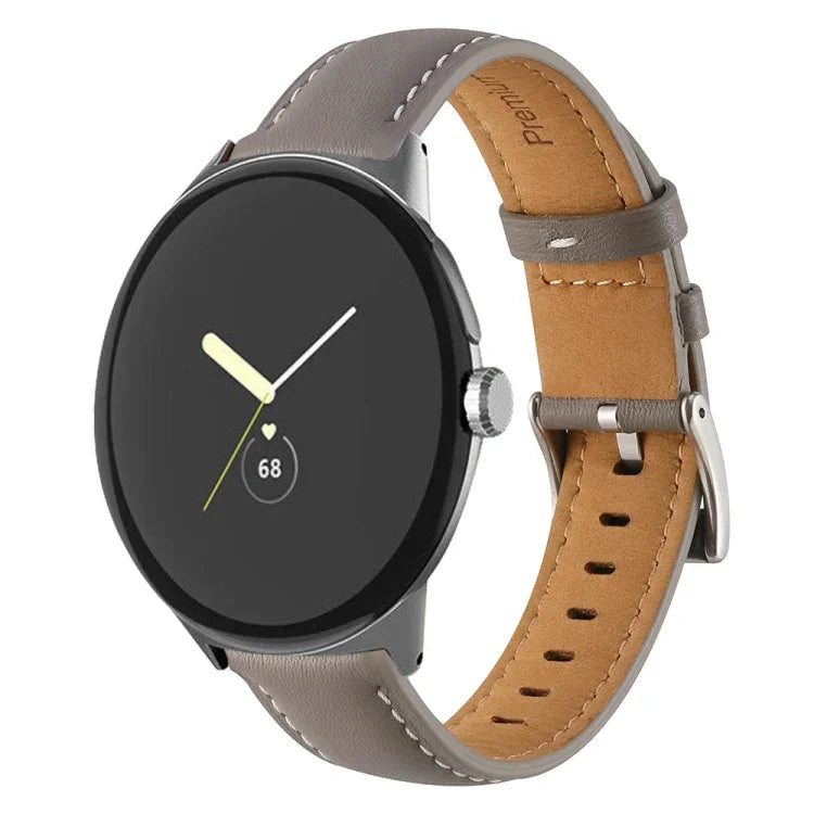 尖った尾のステッチ 本革ウォッチバンド, Google Pixel Watch 4 / 3 / 2 / 1 41mm 用