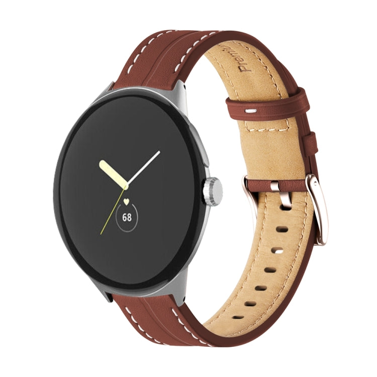 溝入り本革ウォッチバンド、Google Pixel Watch 4 / 3 / 2 / 1 41mm用