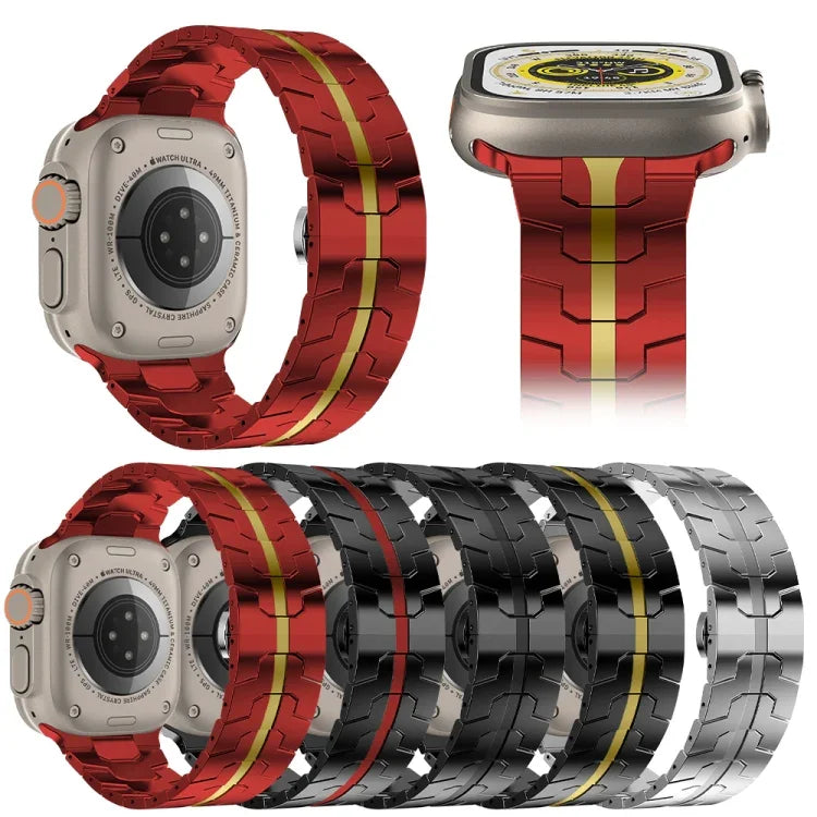 スチール時計バンド、Apple Watch シリーズ8＆7 41mm / SE 2＆6＆SE＆5＆4 40mm / 3＆2＆1 38mm用、Apple Watch Ultra 49mm / シリーズ8＆7 45mm / SE 2＆6＆SE＆5＆4 44mm / 3＆2＆1 42mm用