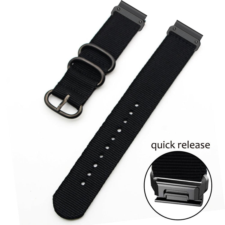 Three-ring Steel Buckle Nylon Watch Band, For Garmin Fenix 7X, For Garmin Fenix 7