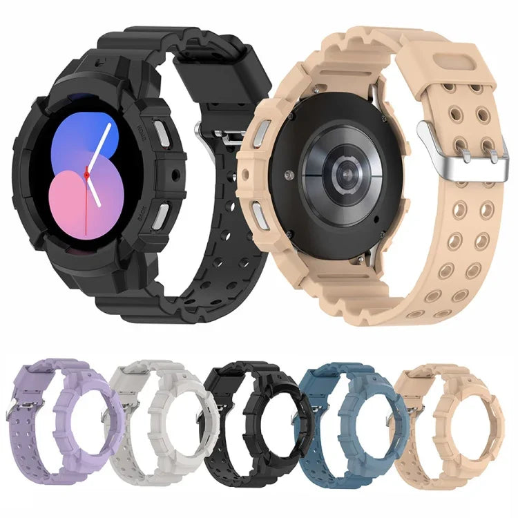 アーマーシリコンウォッチバンド＋保護ケース、Samsung Galaxy Watch5 40mm用、Samsung Galaxy Watch5 44mm用、Samsung Galaxy Watch4 40mm用、Samsung Galaxy Watch4 44mm用