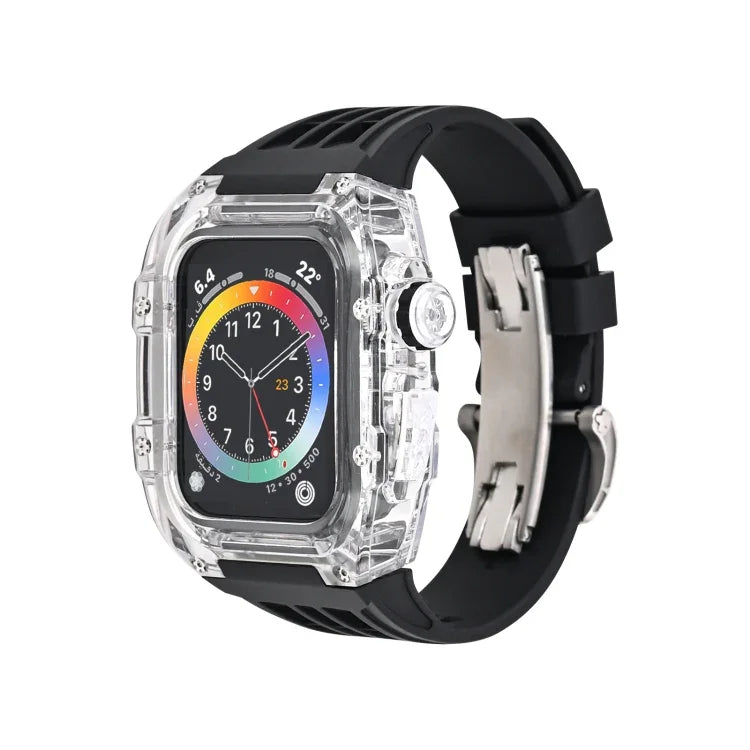 フッ素ゴムクリアウォッチバンドケース、Apple Watch シリーズ8＆7 45mm用、Apple Watch シリーズ8＆7 45mm/SE 2＆6＆SE＆5＆4 44mm用