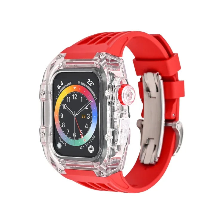 フッ素ゴムクリアウォッチバンドケース、Apple Watch シリーズ8＆7 45mm用、Apple Watch シリーズ8＆7 45mm/SE 2＆6＆SE＆5＆4 44mm用