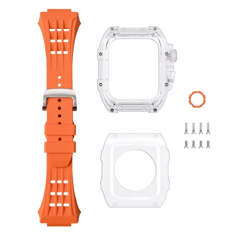 フッ素ゴムクリアウォッチバンドケース、Apple Watch シリーズ8＆7 45mm用、Apple Watch シリーズ8＆7 45mm/SE 2＆6＆SE＆5＆4 44mm用