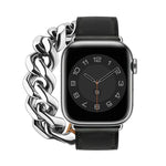 ダブルループ本革ステンレススチールウォッチバンド、Apple Watch Ultra 49mm / シリーズ8＆7 45mm用、Apple Watch シリーズ8＆7 41mm用