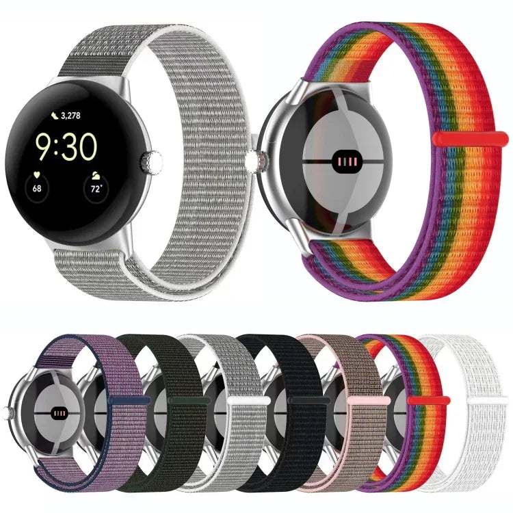 メタルヘッドナイロンループウォッチバンド、Google Pixel Watch 4 / 3 / 2 / 1 41mm用