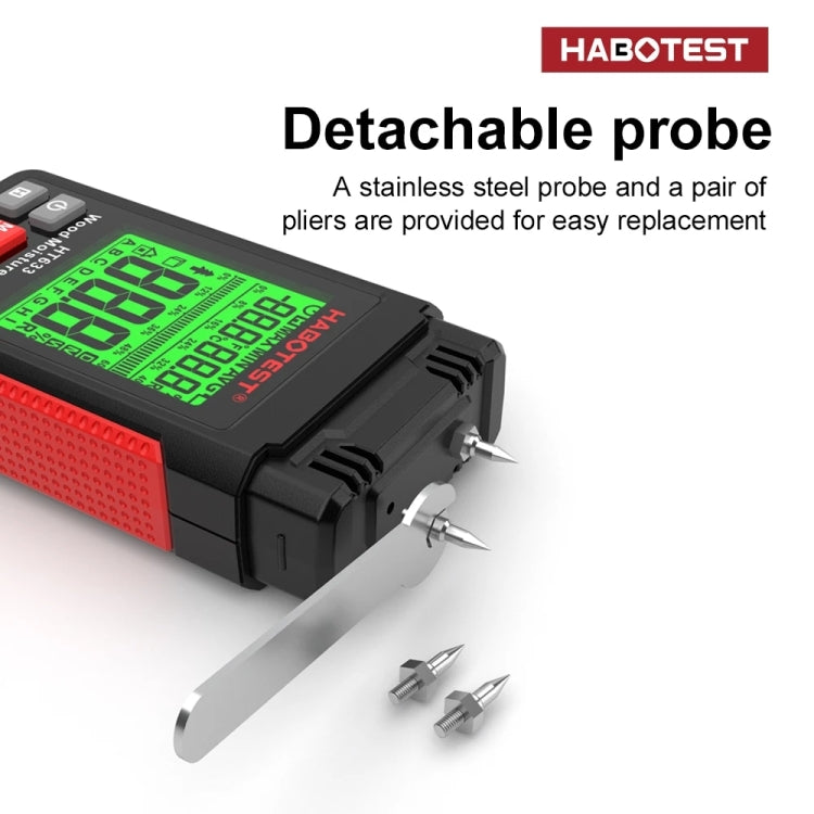HABOTEST HT633 携帯用多機能デジタル表示 木材水分計, HT633