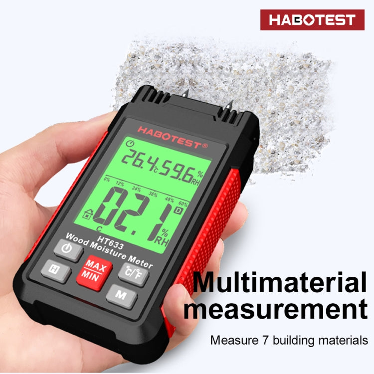 HABOTEST HT633 携帯用多機能デジタル表示 木材水分計, HT633