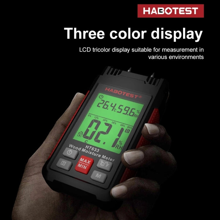 HABOTEST HT633 携帯用多機能デジタル表示 木材水分計, HT633
