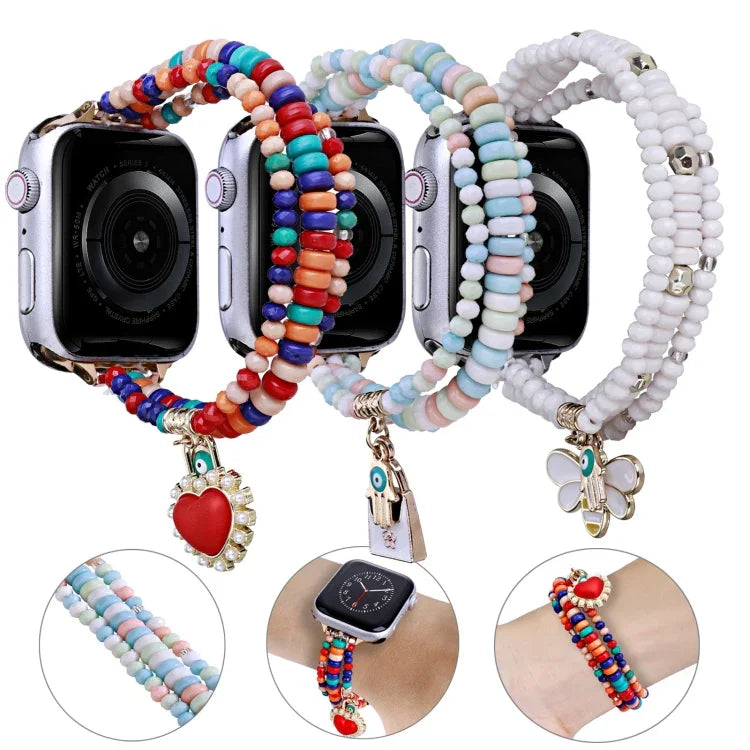 3列ビーズウォッチバンド、Apple Watch Ultra 49mm / シリーズ8＆7 45mm用、Apple Watch シリーズ8＆7 41mm用