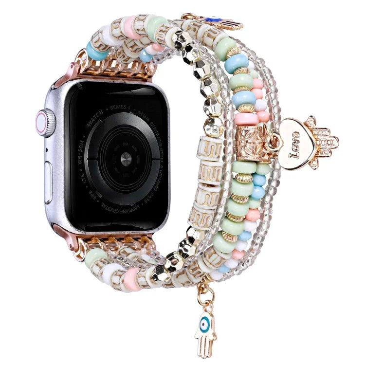 フォレストスタイルビーズウォッチバンド、Apple Watch Ultra 49mm / シリーズ8＆7 45mm用、Apple Watch シリーズ8＆7 41mm用