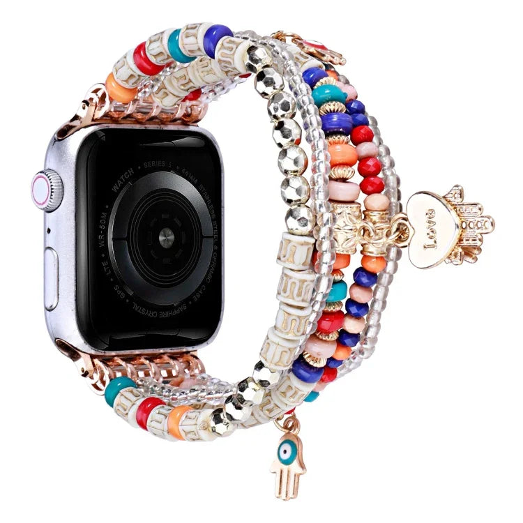 フォレストスタイルビーズウォッチバンド、Apple Watch Ultra 49mm / シリーズ8＆7 45mm用、Apple Watch シリーズ8＆7 41mm用