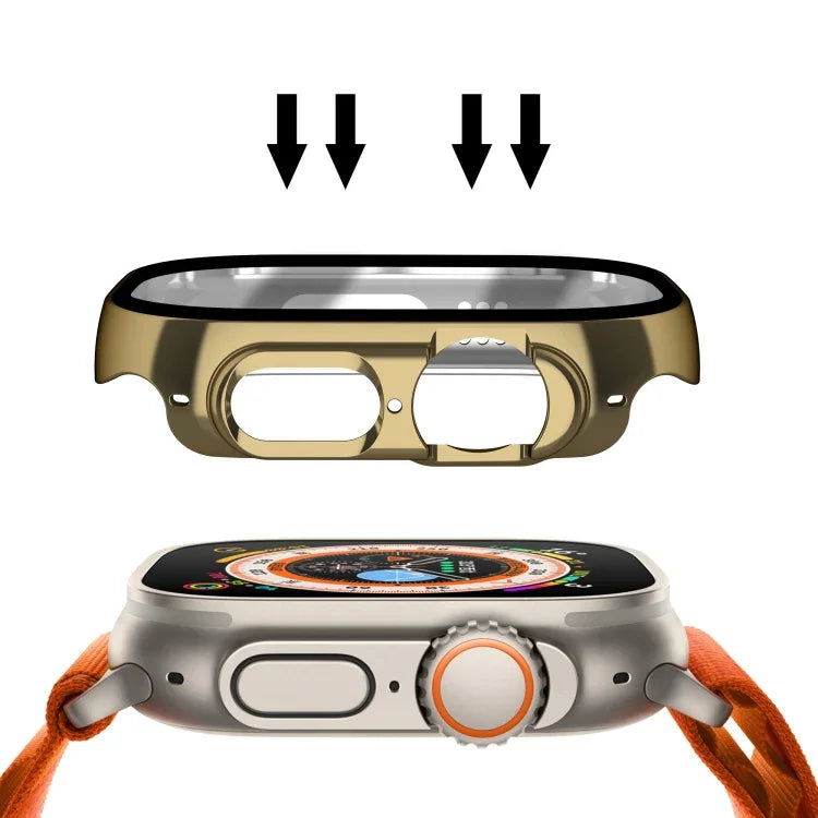 メッキ光沢PC強化ガラス一体型ウォッチケース、Apple Watch Ultra 3 / 2 / 1 49mm用