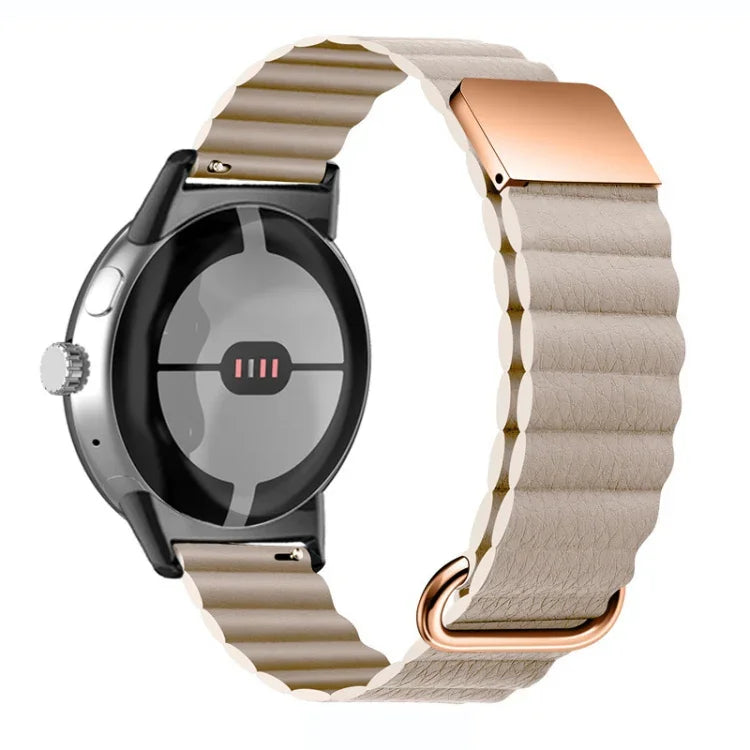 リバースバックル磁気本革ウォッチバンド、Google Pixel Watch 4 / 3 / 2 / 1 41mm用