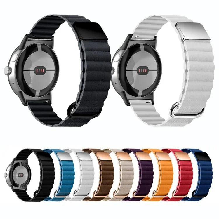 リバースバックル磁気本革ウォッチバンド、Google Pixel Watch 4 / 3 / 2 / 1 41mm用