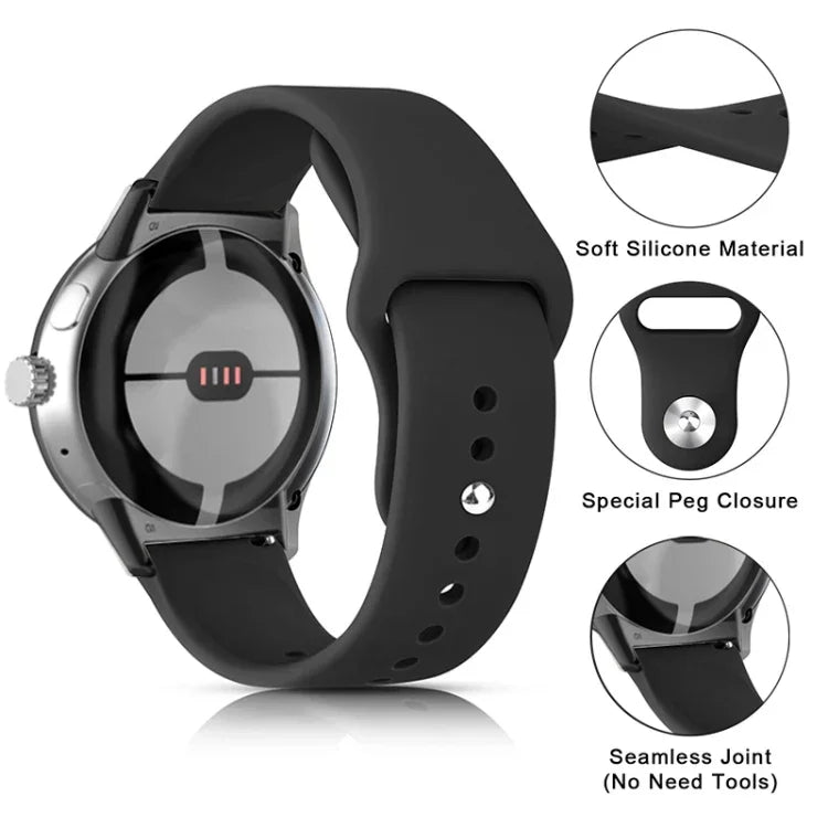 単色リバースバックルシリコンウォッチバンド、Google Pixel Watch 4 / 3 / 2 / 1 41mm用