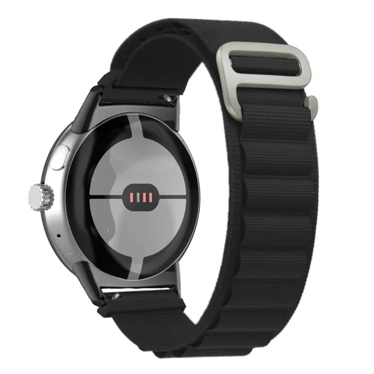 ナイロンループ黒コネクターウォッチバンド、Google Pixel Watch 4 / 3 / 2 / 1 41mm用
