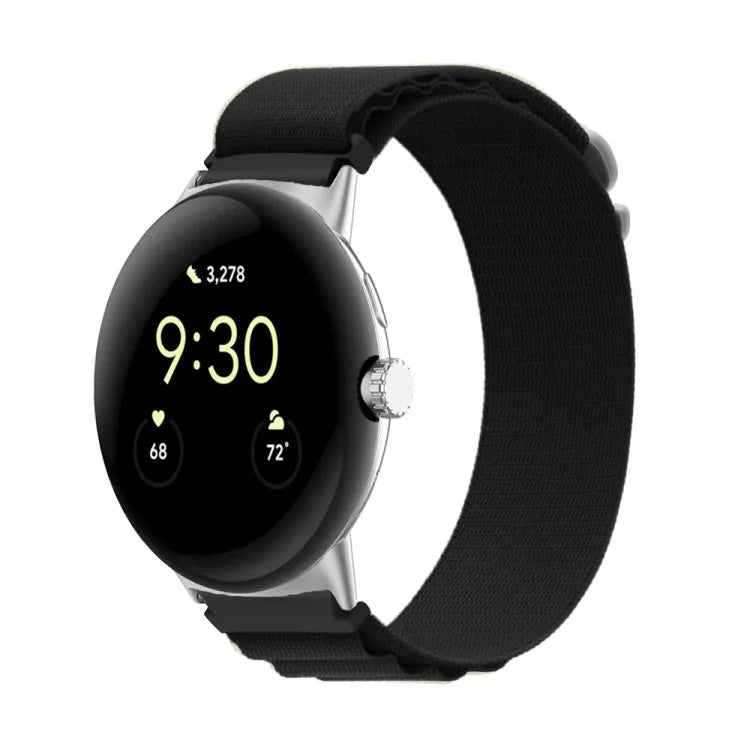 ナイロンループ銀コネクターウォッチバンド、Google Pixel Watch 4 / 3 / 2 / 1 41mm用