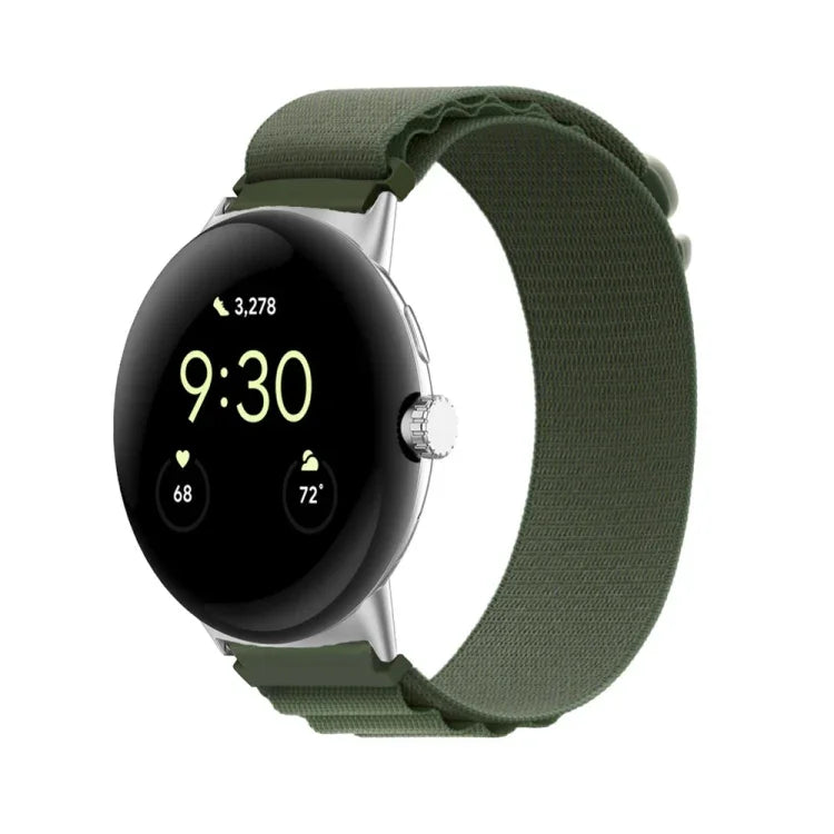 ナイロンループ銀コネクターウォッチバンド、Google Pixel Watch 4 / 3 / 2 / 1 41mm用