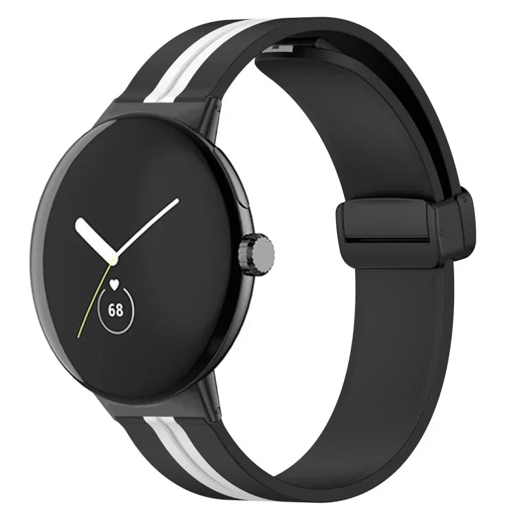 Two-color Folding Buckle Silicone Watch Band, For Google Pixel Watch 4 / 3 / 2 / 1 41mm