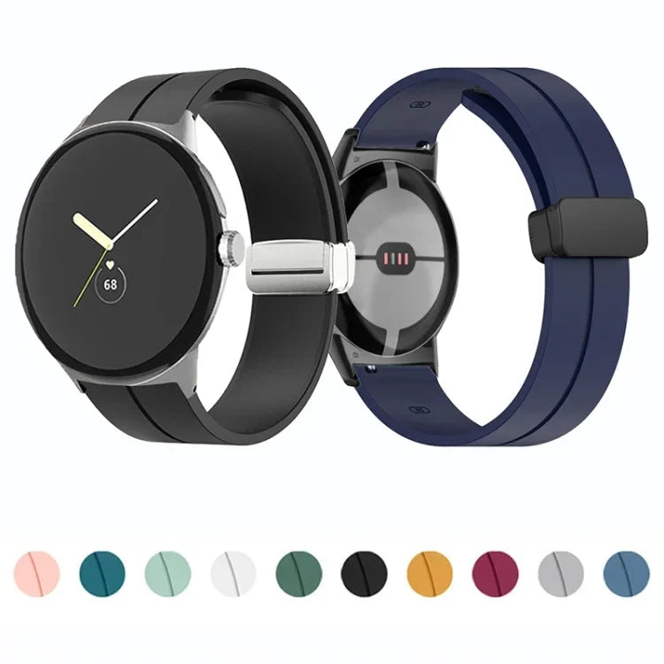 無地折りたたみバックルシリコンウォッチバンド Google Pixel Watch 4 / 3 / 2 / 1 41mm用