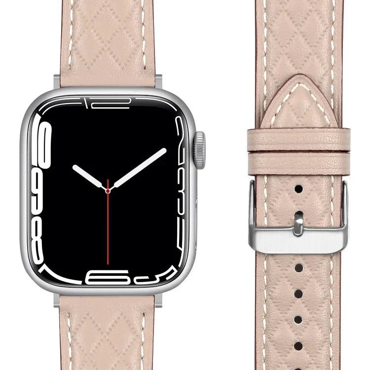 ひし形パターン本革ウォッチバンド、Apple Watch シリーズ8＆7 41mm / SE 2＆6＆SE＆5＆4 40mm / 3＆2＆1 38mm用、Apple Watch シリーズ8＆7 41mm / SE 2＆6＆SE＆5＆4 40mm / 3＆2＆1 38mm用