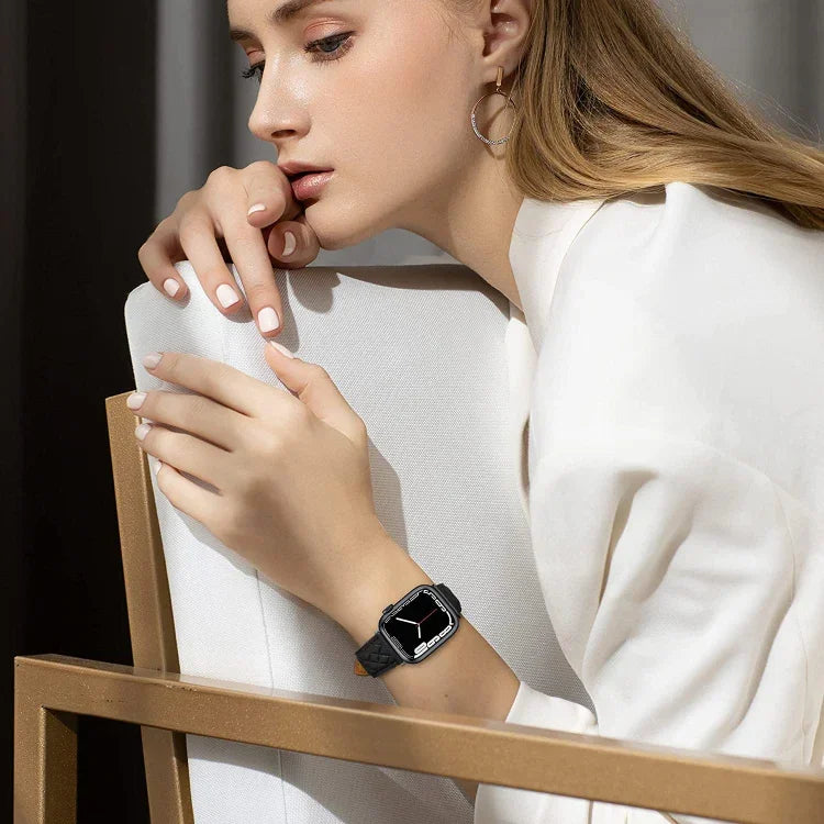 ひし形パターン本革ウォッチバンド、Apple Watch シリーズ8＆7 41mm / SE 2＆6＆SE＆5＆4 40mm / 3＆2＆1 38mm用、Apple Watch シリーズ8＆7 41mm / SE 2＆6＆SE＆5＆4 40mm / 3＆2＆1 38mm用