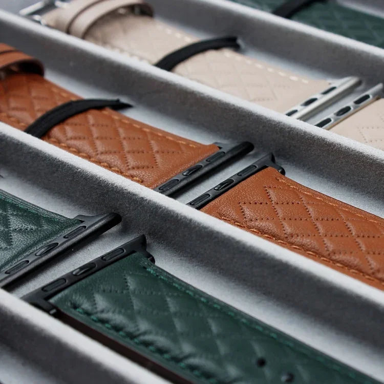 ひし形パターン本革ウォッチバンド、Apple Watch シリーズ8＆7 45mm / SE 2＆6＆SE＆5＆4 44mm / 3＆2＆1 42mm用、Apple Watch シリーズ8＆7 45mm / SE 2＆6＆SE＆5＆4 44mm / 3＆2＆1 42mm用
