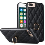 Rhombic PU Leather Phone Case with Ring Holder, For iPhone 7 Plus / 8 Plus