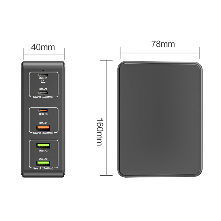 818H 120W Type-C + USB 6ポート デスクトップ高速充電器、USプラグ、UKプラグ、EUプラグ、AUプラグ