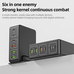 818H 120W Type-C + USB 6ポート デスクトップ高速充電器、USプラグ、UKプラグ、EUプラグ、AUプラグ