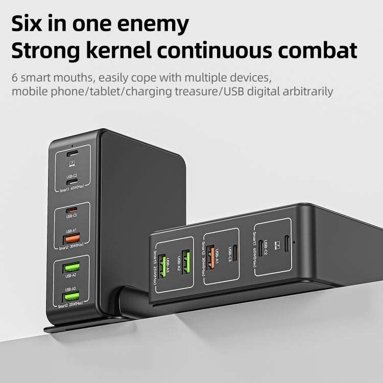 818H 120W Type-C + USB 6ポート デスクトップ高速充電器、USプラグ、UKプラグ、EUプラグ、AUプラグ