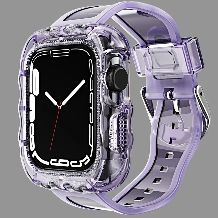 TPU一体型ケースウォッチバンド、Apple Watch Series 9&8&7 41mm/SE2025&SE 2&6&SE&5&4 40mm 用、Apple Watch Series 9&8&7 45mm/SE2025&SE 2&6&SE&5&4 44mm 用