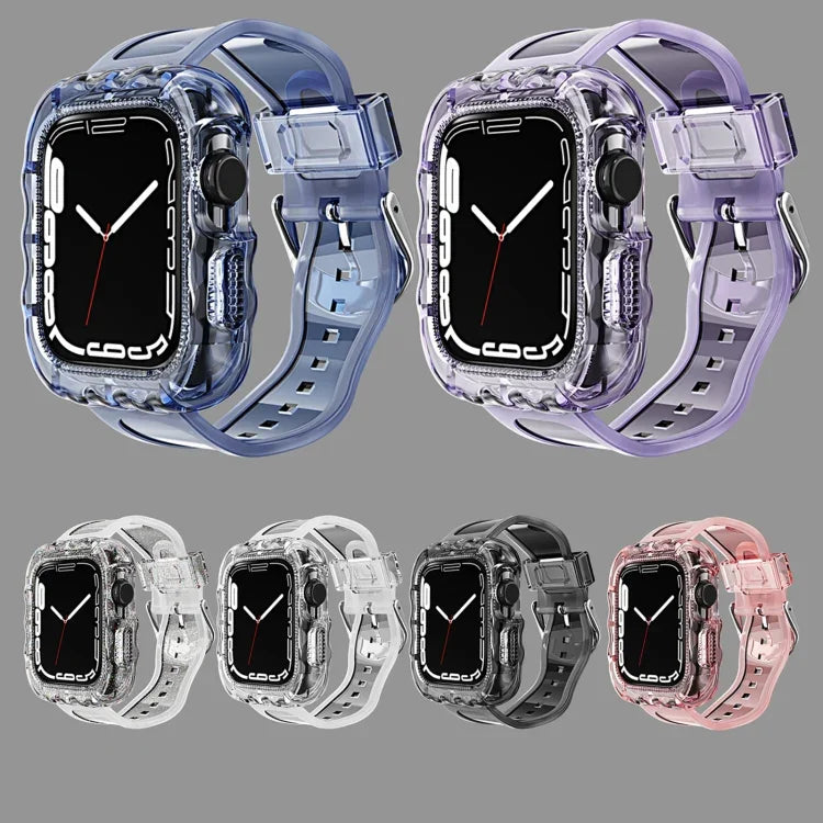 TPU一体型ケースウォッチバンド、Apple Watch Series 9&8&7 41mm/SE2025&SE 2&6&SE&5&4 40mm 用、Apple Watch Series 9&8&7 45mm/SE2025&SE 2&6&SE&5&4 44mm 用
