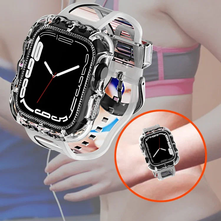 TPU一体型ケースウォッチバンド、Apple Watch Series 9&8&7 41mm/SE2025&SE 2&6&SE&5&4 40mm 用、Apple Watch Series 9&8&7 45mm/SE2025&SE 2&6&SE&5&4 44mm 用