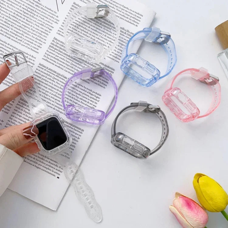 TPU一体型ケースウォッチバンド、Apple Watch Series 9&8&7 41mm/SE2025&SE 2&6&SE&5&4 40mm 用、Apple Watch Series 9&8&7 45mm/SE2025&SE 2&6&SE&5&4 44mm 用