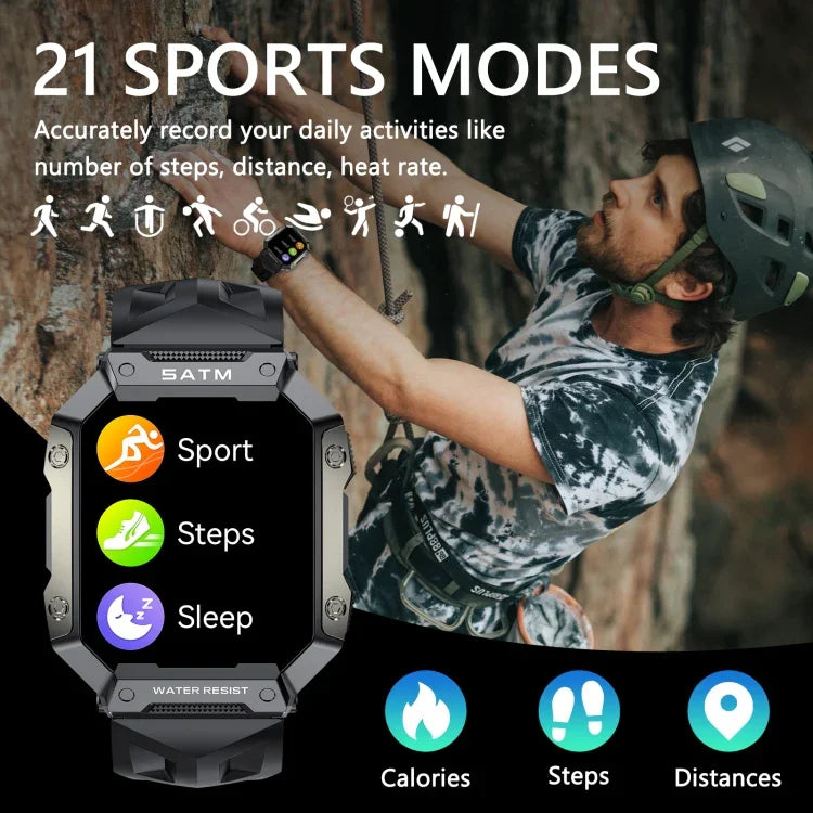 PG333 1.91インチ防水スマートスポーツウォッチ 心拍数モニタリング／血圧モニタリング対応