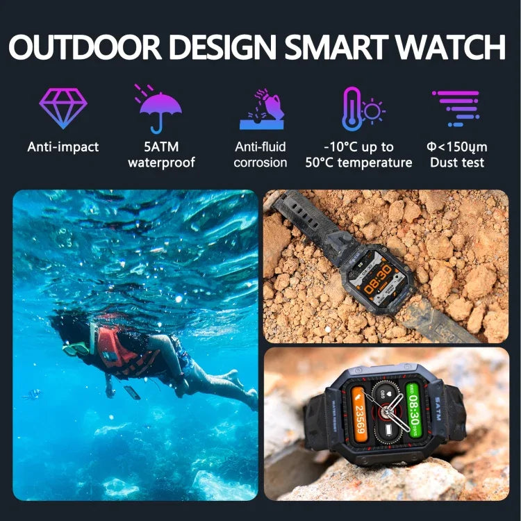 PG333 1.91インチ防水スマートスポーツウォッチ 心拍数モニタリング／血圧モニタリング対応
