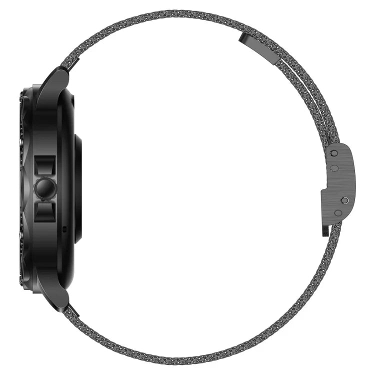 CF12 1.2インチ防水スマートスチールストラップリストバンド 心拍数モニタリング／血圧モニタリング対応、CF12スチールストラップ（ブラック）