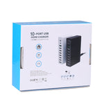 10イン1 65W QC3.0 USBスマート高速チャージャー、USプラグ、UKプラグ、AUプラグ