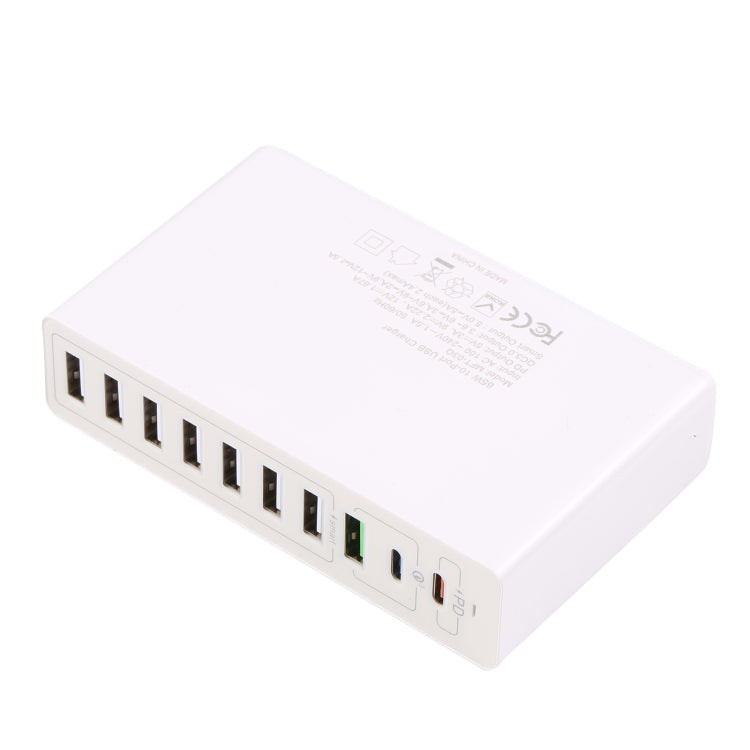 10イン1 65W QC3.0 USBスマート高速チャージャー、USプラグ、UKプラグ、AUプラグ