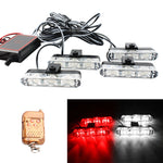 4 in 1 Car 12LEDs Grille Flash Lights Warning Lights with Wireless Remote Control, Red, Red White, Red Blue, Yellow, Yellow White, Blue, Blue White, White