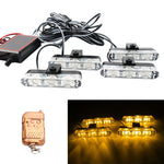 4 in 1 Car 12LEDs Grille Flash Lights Warning Lights with Wireless Remote Control, Red, Red White, Red Blue, Yellow, Yellow White, Blue, Blue White, White