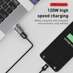 120W Type-CメスからUSB 3.0オス 亜鉛合金直線アダプター、Type-CメスからUSB 3.0オス直線