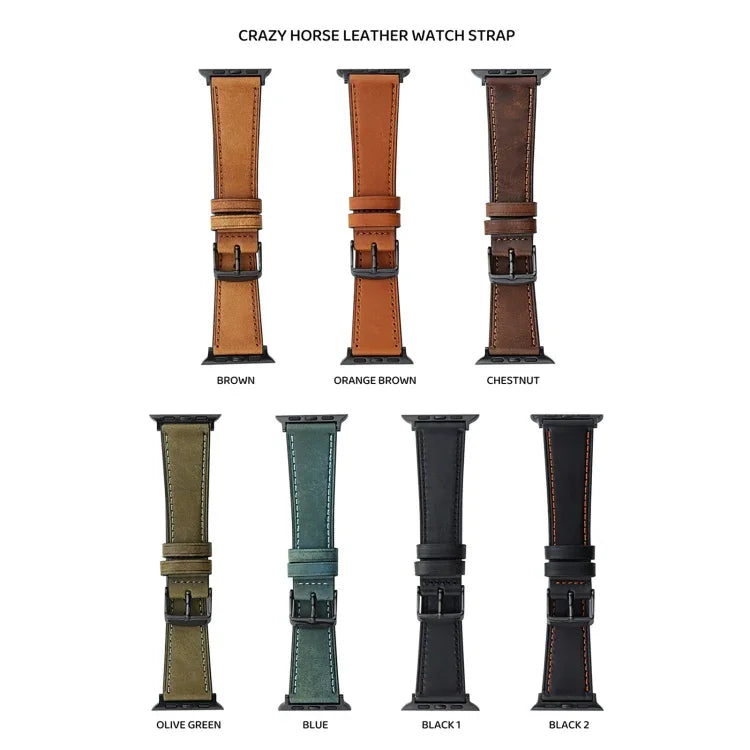 クレイジーホース本革ウォッチバンド、Apple Watch Series 8&7 41mm / SE 2&6&SE&5&4 40mm 用、Apple Watch Ultra 49mm / Series 8&7 45mm / SE 2&6&SE&5&4 44mm 用