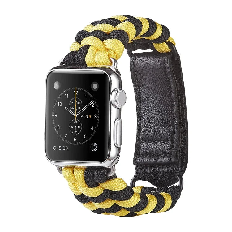 パラコード プレーンウィーブ フック＆ループファスナーナイロンウォッチバンド、Apple Watch Series 8&7 41mm / SE 2&6&SE&5&4 40mm 用、Apple Watch Ultra 49mm / Series 8&7 45mm / SE 2&6&SE&5&4 44mm 用