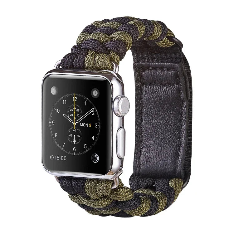 パラコード プレーンウィーブ フック＆ループファスナーナイロンウォッチバンド、Apple Watch Series 8&7 41mm / SE 2&6&SE&5&4 40mm 用、Apple Watch Ultra 49mm / Series 8&7 45mm / SE 2&6&SE&5&4 44mm 用